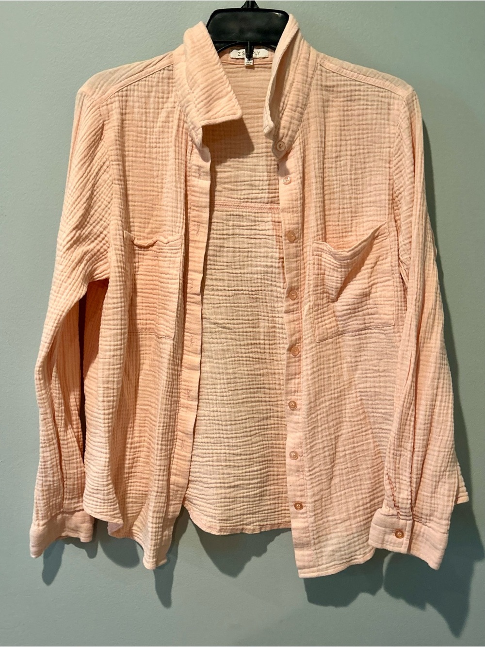 Z Supply Kaili Button Up Gauze Top in Grapefruit Size Small